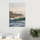 Punta de Lobos, Chile – Linker Pointbreak bei Pichilemu mit charakteristischen Felsnadeln Los Morros. Kunstdruck auf Holz.