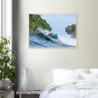 Siargao, Philippinen – Tropische Insel mit rechtem Reefbreak Cloud 9, Austragungsort der Siargao Cup. Poster im Holzrahmen.