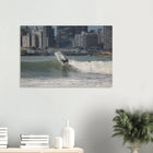 Mar del Plata, Argentinien – Atlantik-Badestadt südlich von Buenos Aires mit urbanen Beachbreaks und Pier-Wellen. Kunstdruck auf Holz.
