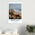 Montañita, Ecuador – Pazifik-Surferdorf an der Ruta del Sol mit rechtem Pointbreak und Backpacker-Szene. Kunstdruck auf Alu-Dibond.
