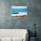 Peniche, Portugal – Halbinsel mit Supertubos-Beachbreak, Austragungsort der WSL Meo Rip Curl Pro Portugal. Poster im Holzrahmen.