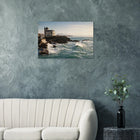 Biarritz, Frankreich – Mondäner Surfort am baskischen Atlantik, Wiege des europäischen Wellenreitens seit den 1950er-Jahren. Kunstdruck auf Holz.