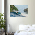 Siargao, Philippinen – Tropische Insel mit rechtem Reefbreak Cloud 9, Austragungsort der Siargao Cup. Kunstdruck auf Holz.