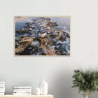 Peniche, Portugal – Halbinsel mit Supertubos-Beachbreak, Austragungsort der WSL Meo Rip Curl Pro Portugal. Poster im Holzrahmen.
