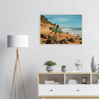 Florianópolis, Brasilien – Insel in Santa Catarina mit über 40 Stränden und Heimspot brasilianischer Pro-Surfer. Poster im Holzrahmen.