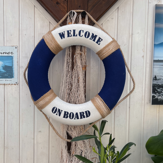 Rettungsring „Welcome on Board“ – 50 cm maritime Wanddeko
