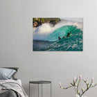 Padang Padang, Bali (Indonesien) – Linker Reefbreak auf der Bukit-Halbinsel, bekannt als balinesisches Pipeline-Pendant. Kunstdruck auf Holz.