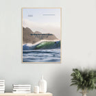 Punta de Lobos, Chile – Linker Pointbreak bei Pichilemu mit charakteristischen Felsnadeln Los Morros. Poster im Holzrahmen.