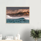 Fuerteventura, Spanien – Kanareninsel mit Vulkangestein-Reefbreaks im Norden und ganzjährig konstantem Atlantik-Swell. Poster im Holzrahmen.