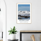 Jeffreys Bay, Südafrika – Supertubes-Pointbreak am Indischen Ozean, Austragungsort der WSL Corona Open J-Bay. Poster im Holzrahmen.