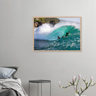 Padang Padang, Bali (Indonesien) – Linker Reefbreak auf der Bukit-Halbinsel, bekannt als balinesisches Pipeline-Pendant. Poster im Galerie-Holzrahmen.