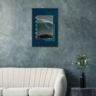 Nazaré, Portugal – Praia do Norte, weltgrößte Big-Wave-Welle Europas an der portugiesischen Atlantikküste. Poster im Metallrahmen.