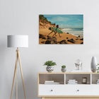 Florianópolis, Brasilien – Insel in Santa Catarina mit über 40 Stränden und Heimspot brasilianischer Pro-Surfer. Kunstdruck auf Holz.
