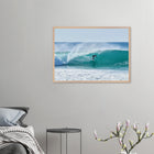 Siargao, Philippinen – Tropische Insel mit rechtem Reefbreak Cloud 9, Austragungsort der Siargao Cup. Poster im Galerie-Holzrahmen.