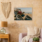 Taghazout, Marokko – Marokkanisches Surferdorf nördlich von Agadir mit Pointbreaks wie Anchor Point und Killer Point. Poster im Galerie-Holzrahmen.