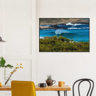 Margaret River, Australien – Westaustralische Region mit kräftigen Reefbreaks und mehreren Hai-relevanten Spots. Poster im Metallrahmen.