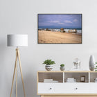 Capbreton, Frankreich – Hafenstadt an der französischen Atlantikküste mit Gouf-Canyon vor der Küste und kräftigen Beachbreaks. Poster im Metallrahmen.
