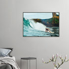 Montañita, Ecuador – Pazifik-Surferdorf an der Ruta del Sol mit rechtem Pointbreak und Backpacker-Szene. Poster im Metallrahmen.
