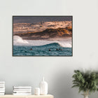 Fuerteventura, Spanien – Kanareninsel mit Vulkangestein-Reefbreaks im Norden und ganzjährig konstantem Atlantik-Swell. Poster im Metallrahmen.