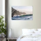 Punta de Lobos, Chile – Linker Pointbreak bei Pichilemu mit charakteristischen Felsnadeln Los Morros. Kunstdruck auf Acrylglas.
