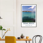 Bondi Beach, Australien – Ikonischer Stadtstrand im Osten Sydneys mit klassischem Beachbreak und Surfkultur-Geschichte. Poster im Metallrahmen.