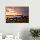 Jeffreys Bay, Südafrika – Supertubes-Pointbreak am Indischen Ozean, Austragungsort der WSL Corona Open J-Bay. Poster im Galerie-Holzrahmen.