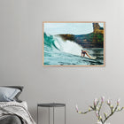 Montañita, Ecuador – Pazifik-Surferdorf an der Ruta del Sol mit rechtem Pointbreak und Backpacker-Szene. Poster im Galerie-Holzrahmen.