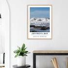 Jeffreys Bay, Südafrika – Supertubes-Pointbreak am Indischen Ozean, Austragungsort der WSL Corona Open J-Bay. Poster im Galerie-Holzrahmen.