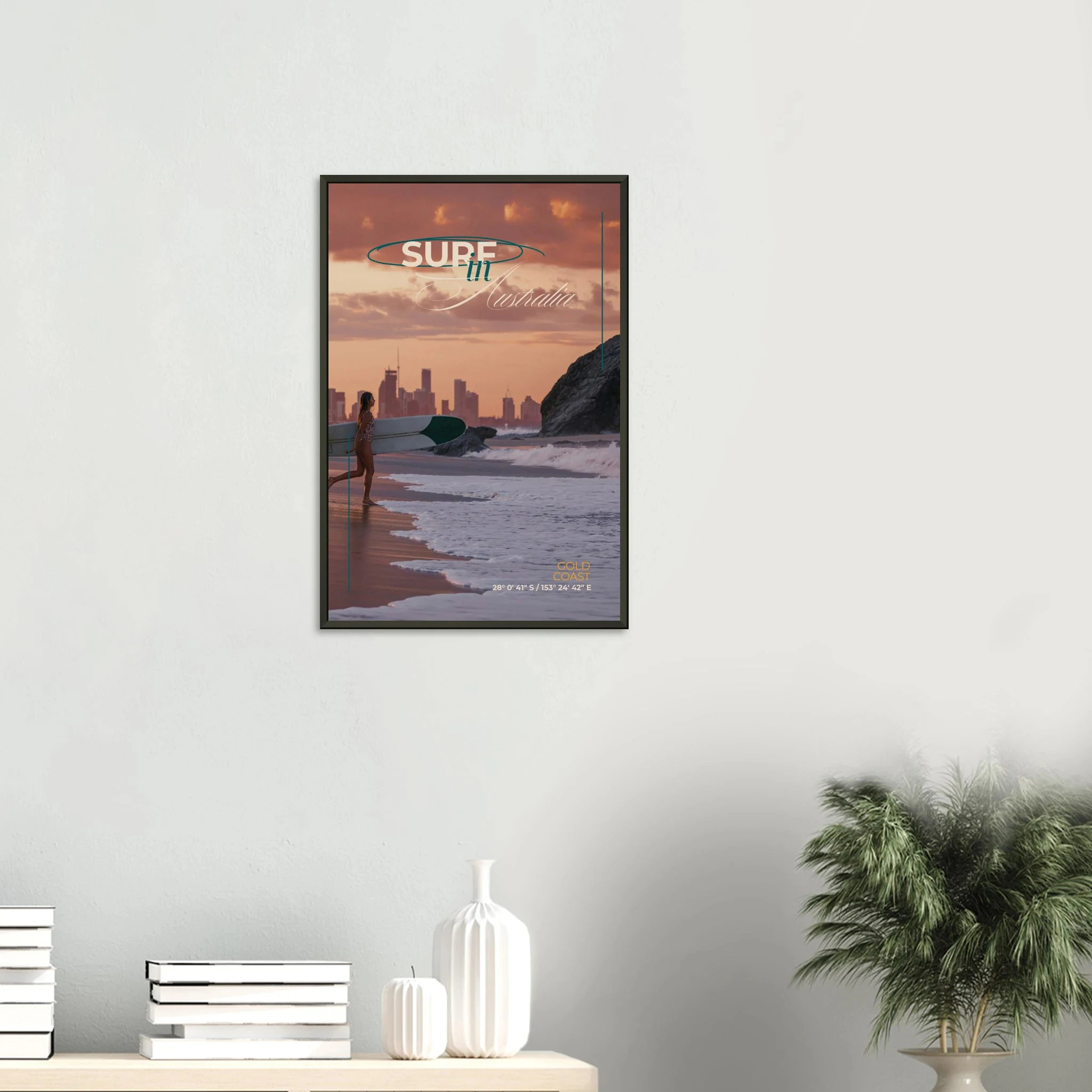 Gold Coast, Australien – Queensland-Küste mit Superbank Pointbreaks wie Snapper Rocks und Kirra. Poster im Metallrahmen.