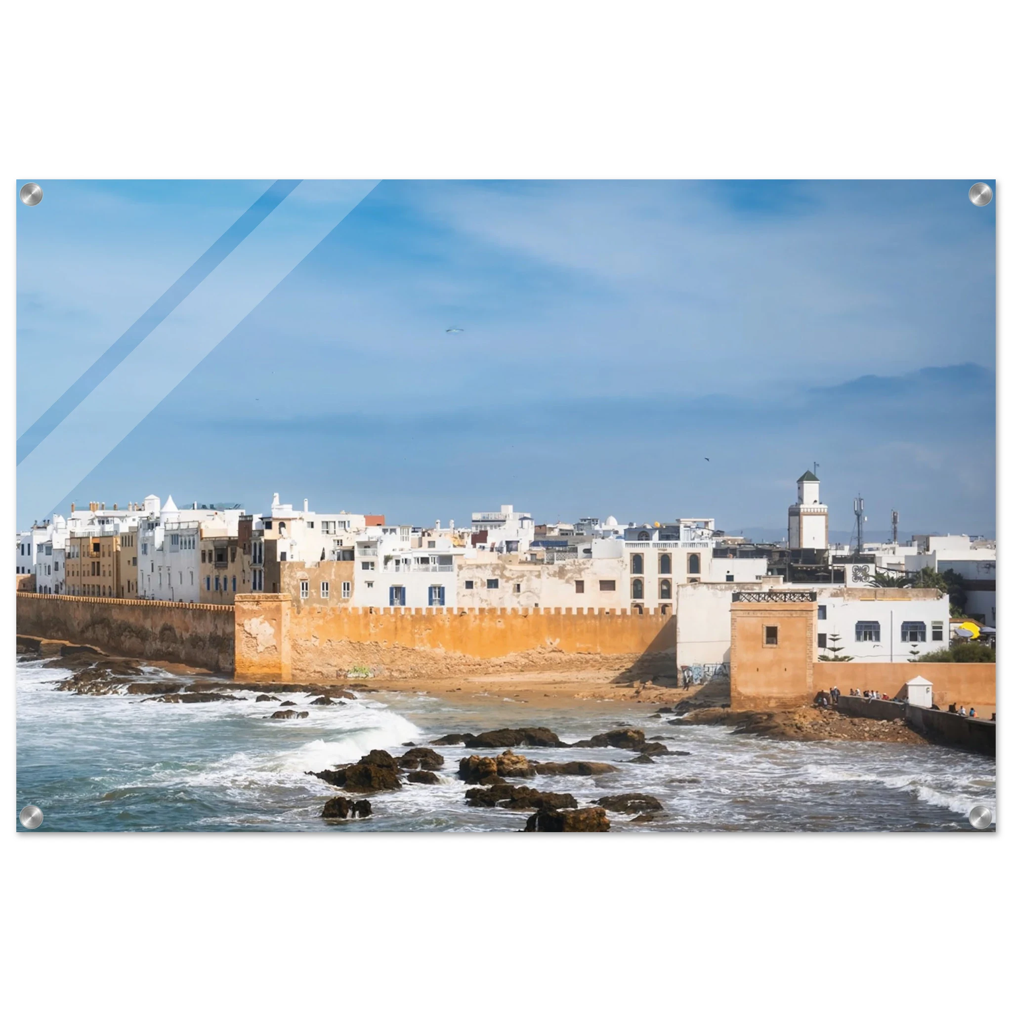 Essaouira, Marokko – Windumtoste Hafenstadt am Atlantik mit Medina-Kulisse und beständigen Wind- und Wellenbedingungen. Kunstdruck auf Acrylglas.