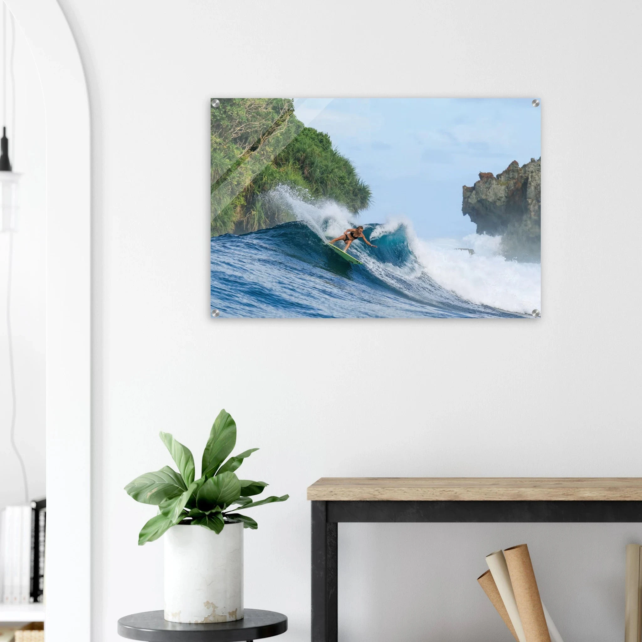 Siargao, Philippinen – Tropische Insel mit rechtem Reefbreak Cloud 9, Austragungsort der Siargao Cup. Kunstdruck auf Acrylglas.