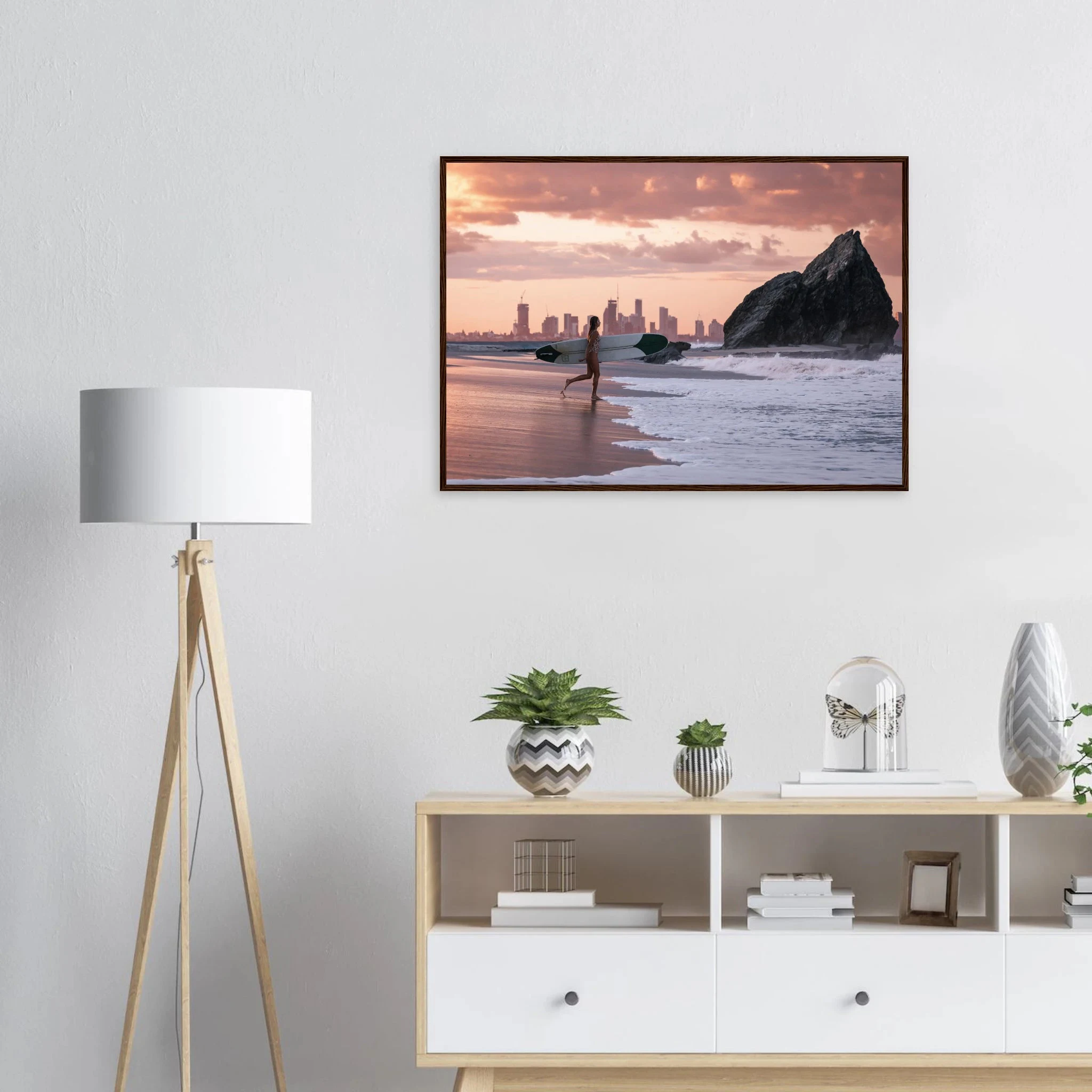 Gold Coast, Australien – Queensland-Küste mit Superbank Pointbreaks wie Snapper Rocks und Kirra. Poster im Holzrahmen.