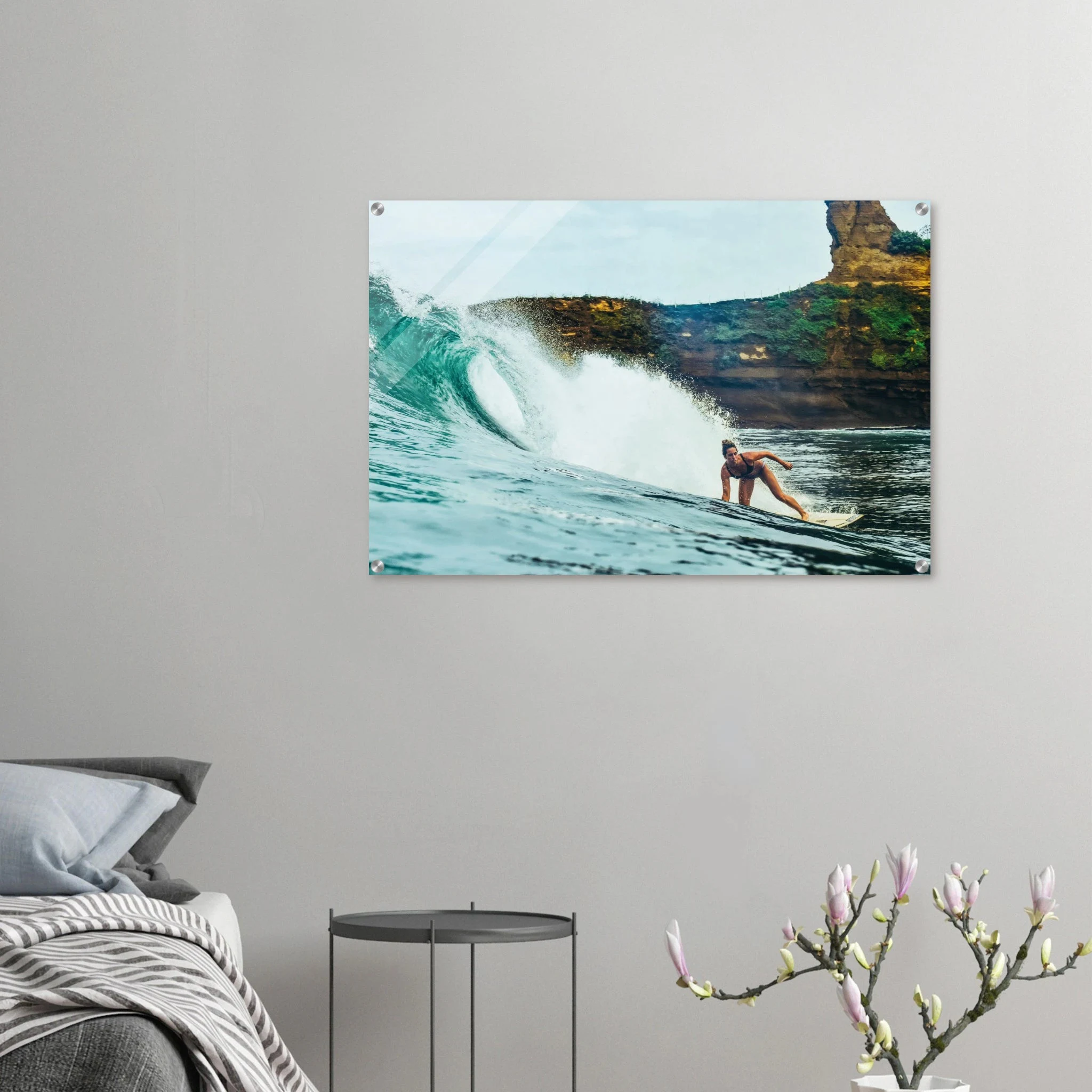 Montañita, Ecuador – Pazifik-Surferdorf an der Ruta del Sol mit rechtem Pointbreak und Backpacker-Szene. Kunstdruck auf Acrylglas.