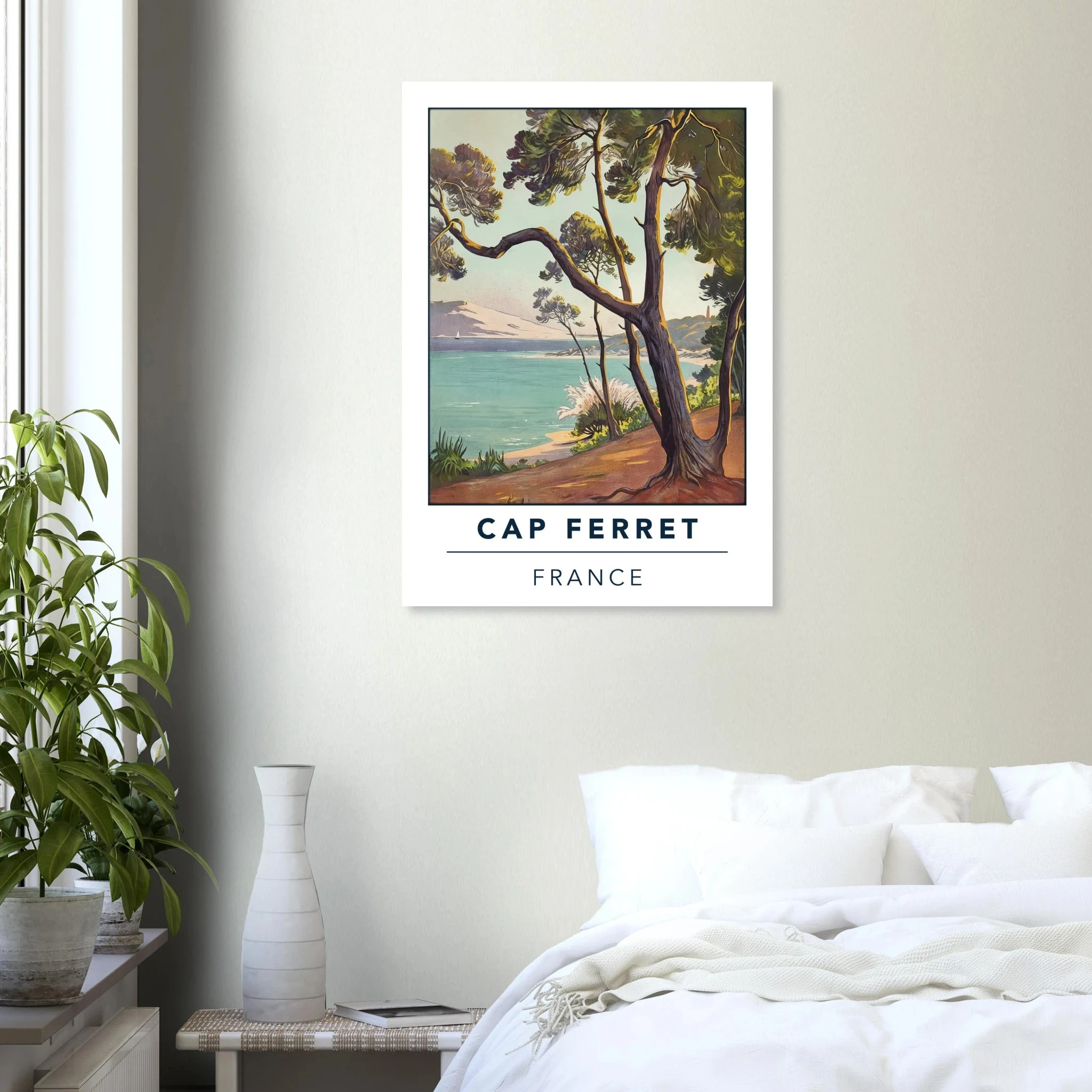 Cap Ferret, Frankreich – Atlantik-Halbinsel südwestlich von Bordeaux mit langen Beachbreaks und Dünenlandschaft. Poster.