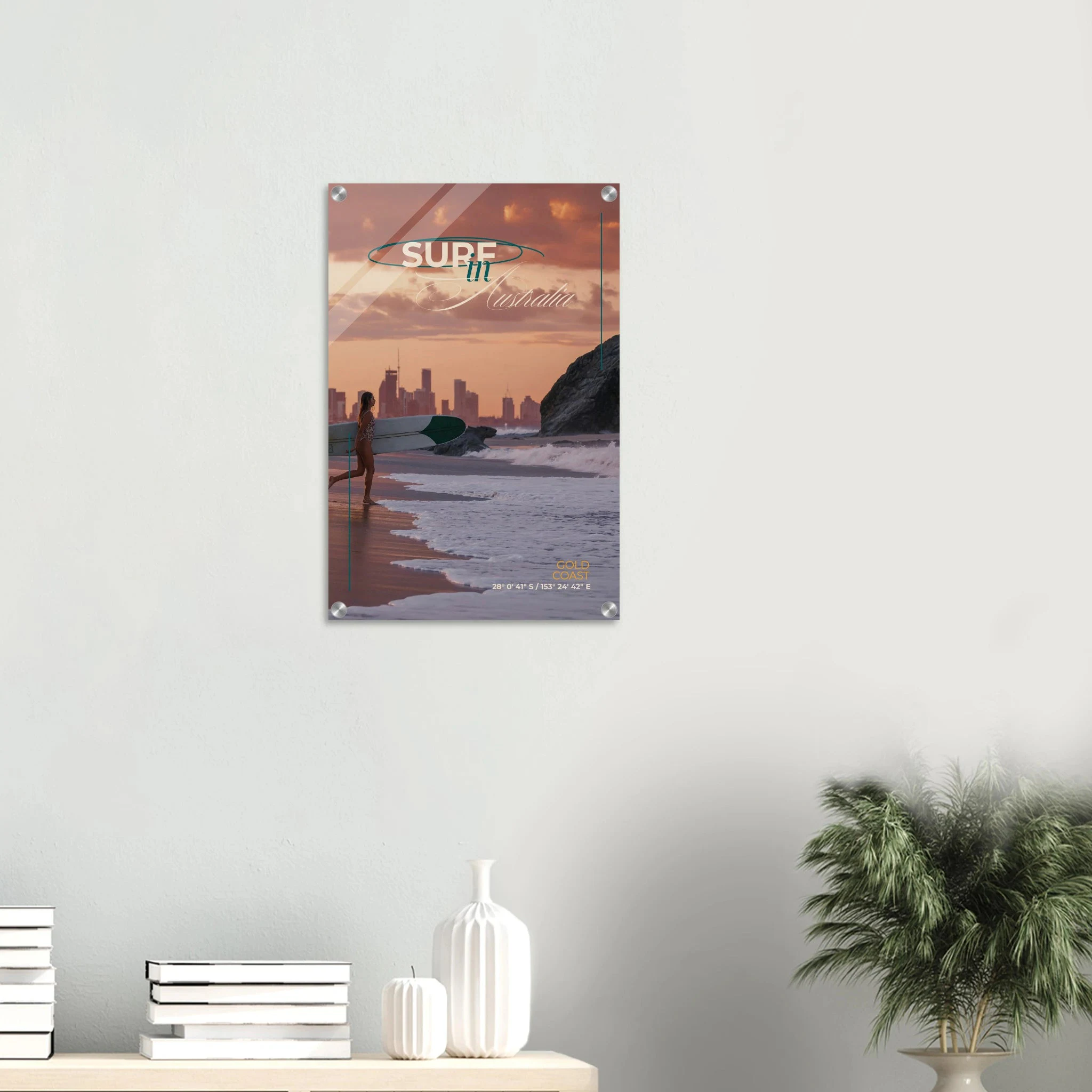 Gold Coast, Australien – Queensland-Küste mit Superbank Pointbreaks wie Snapper Rocks und Kirra. Kunstdruck auf Acrylglas.