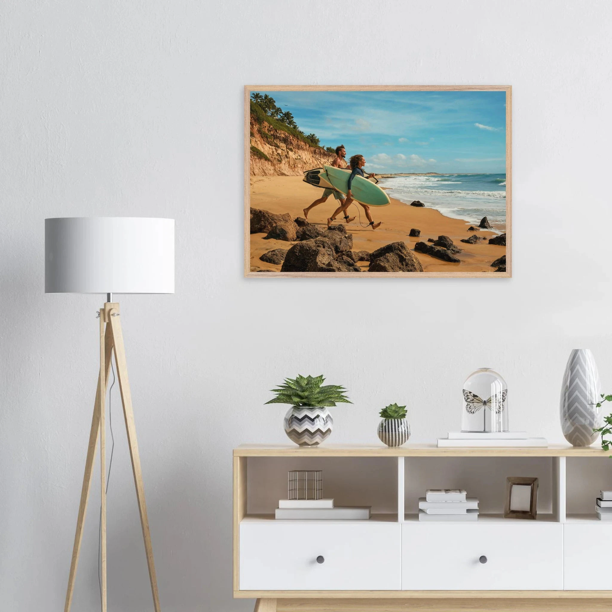 Florianópolis, Brasilien – Insel in Santa Catarina mit über 40 Stränden und Heimspot brasilianischer Pro-Surfer. Poster im Galerie-Holzrahmen.