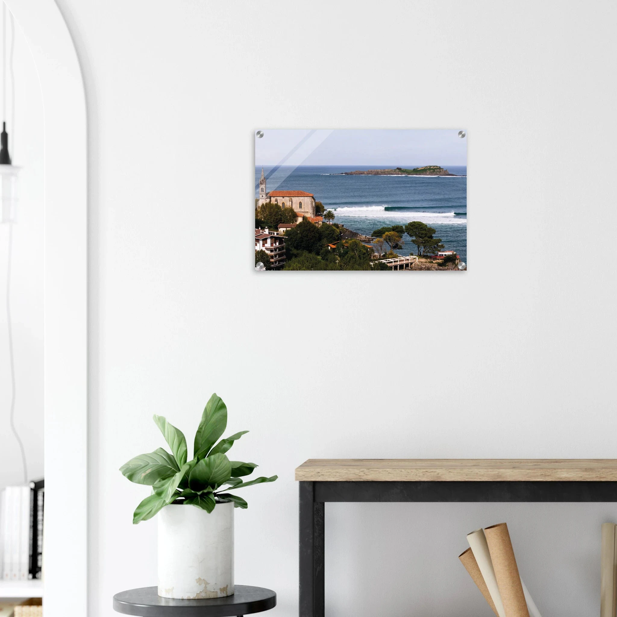 Mundaka, Spanien – Linke Flussmündungswelle im Baskenland, eine der längsten Barrels Europas. Kunstdruck auf Acrylglas.