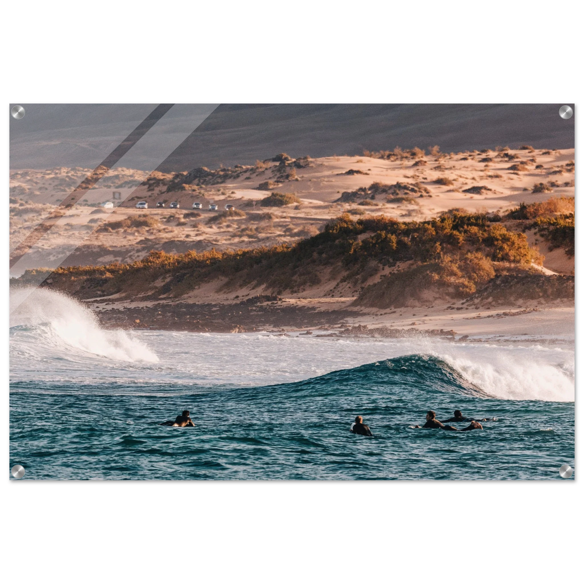 Fuerteventura, Spanien – Kanareninsel mit Vulkangestein-Reefbreaks im Norden und ganzjährig konstantem Atlantik-Swell. Kunstdruck auf Acrylglas.