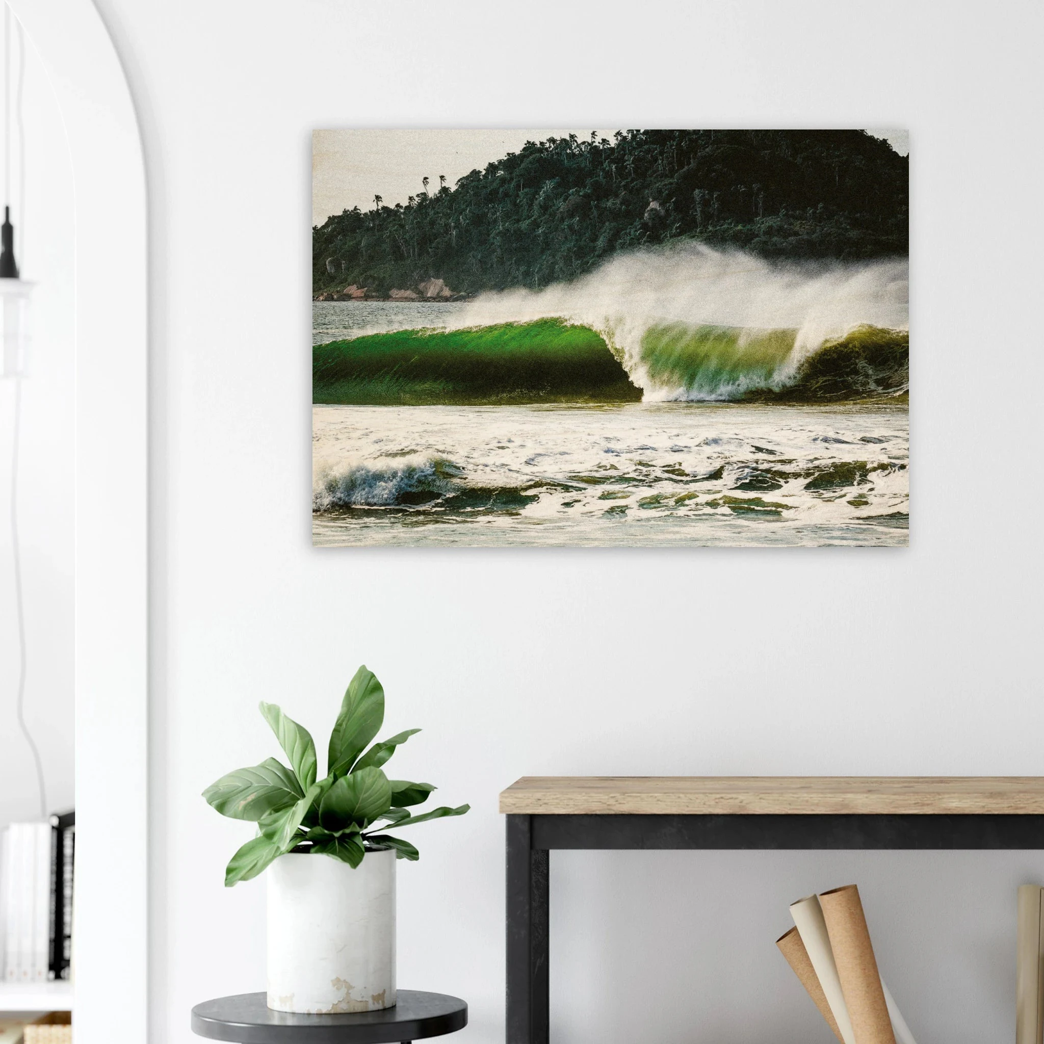 Florianópolis, Brasilien – Insel in Santa Catarina mit über 40 Stränden und Heimspot brasilianischer Pro-Surfer. Kunstdruck auf Holz.