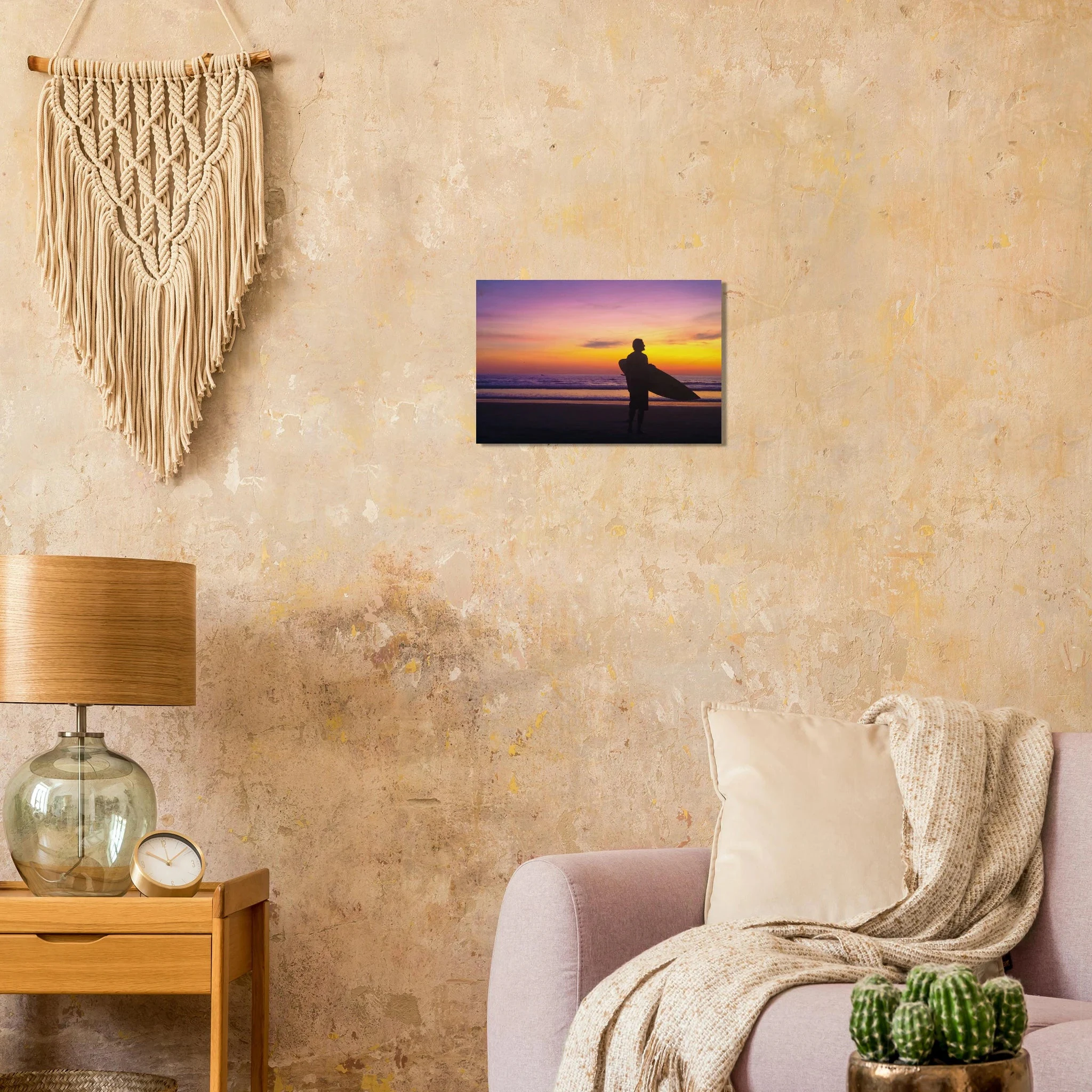 Montañita, Ecuador – Pazifik-Surferdorf an der Ruta del Sol mit rechtem Pointbreak und Backpacker-Szene. Kunstdruck auf Holz.