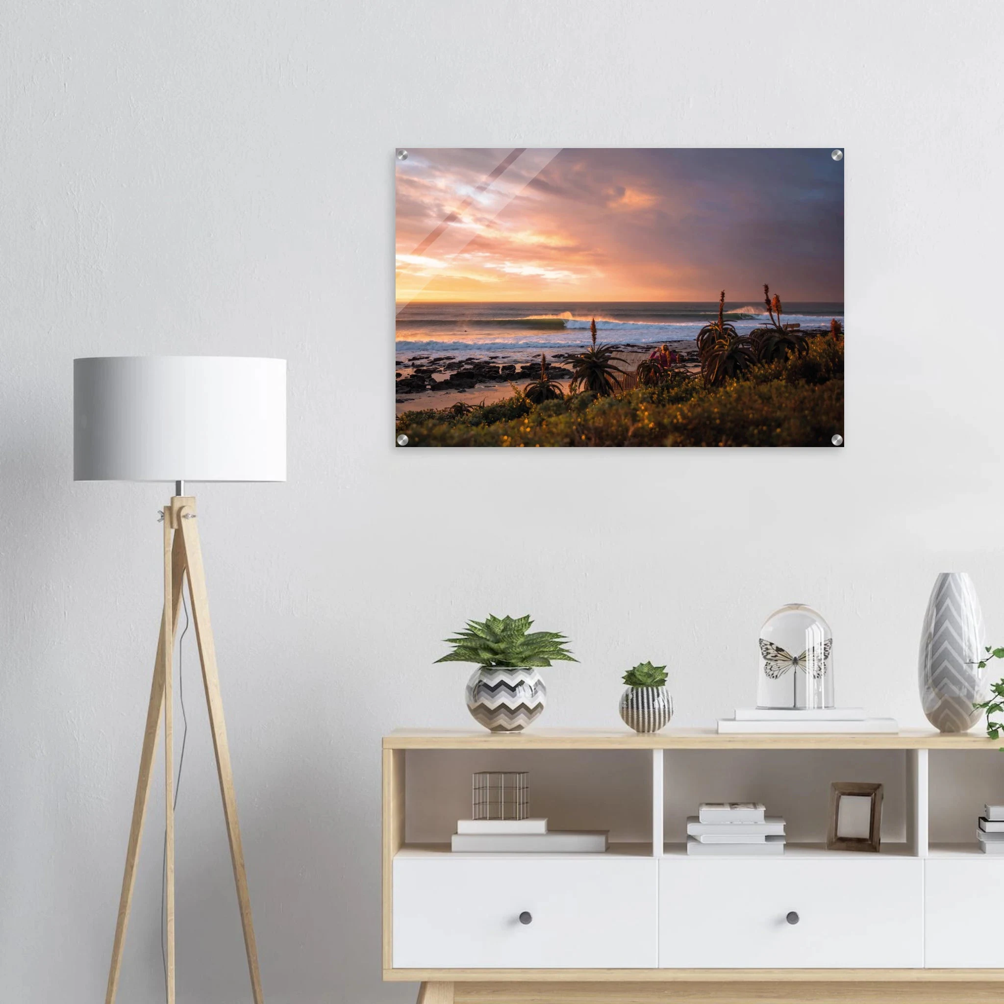 Jeffreys Bay, Südafrika – Supertubes-Pointbreak am Indischen Ozean, Austragungsort der WSL Corona Open J-Bay. Kunstdruck auf Acrylglas.