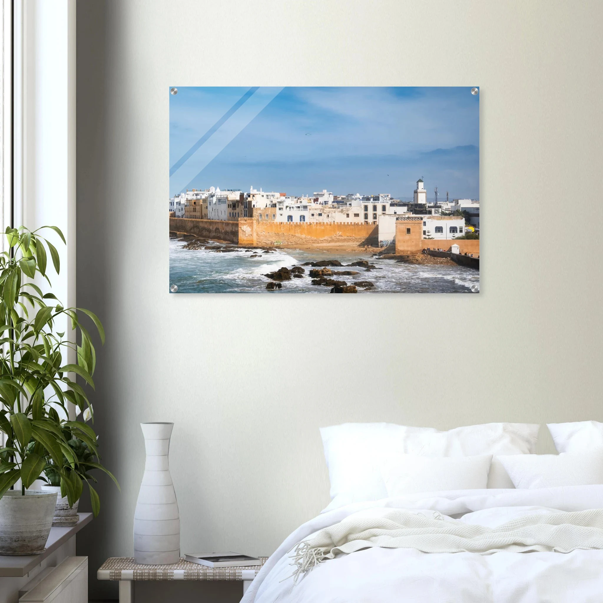 Essaouira, Marokko – Windumtoste Hafenstadt am Atlantik mit Medina-Kulisse und beständigen Wind- und Wellenbedingungen. Kunstdruck auf Acrylglas.