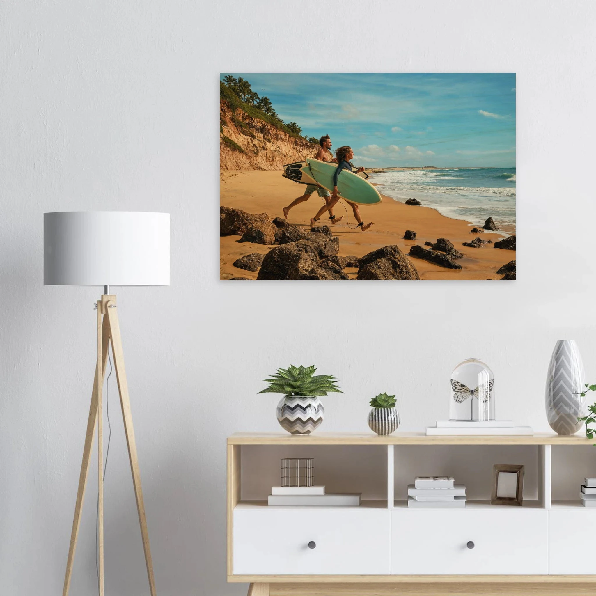 Florianópolis, Brasilien – Insel in Santa Catarina mit über 40 Stränden und Heimspot brasilianischer Pro-Surfer. Kunstdruck auf Holz.