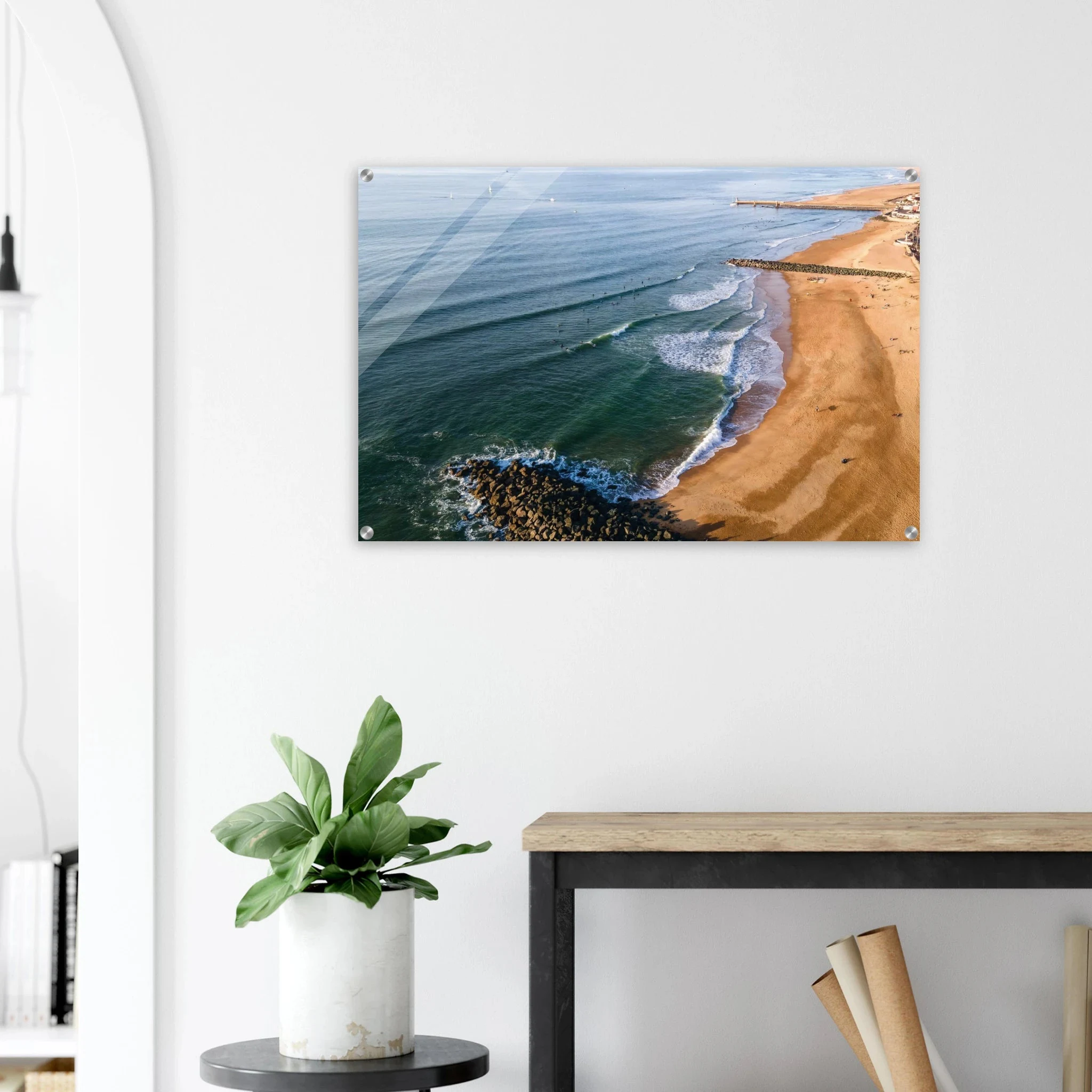 Capbreton, Frankreich – Hafenstadt an der französischen Atlantikküste mit Gouf-Canyon vor der Küste und kräftigen Beachbreaks. Kunstdruck auf Acrylglas.