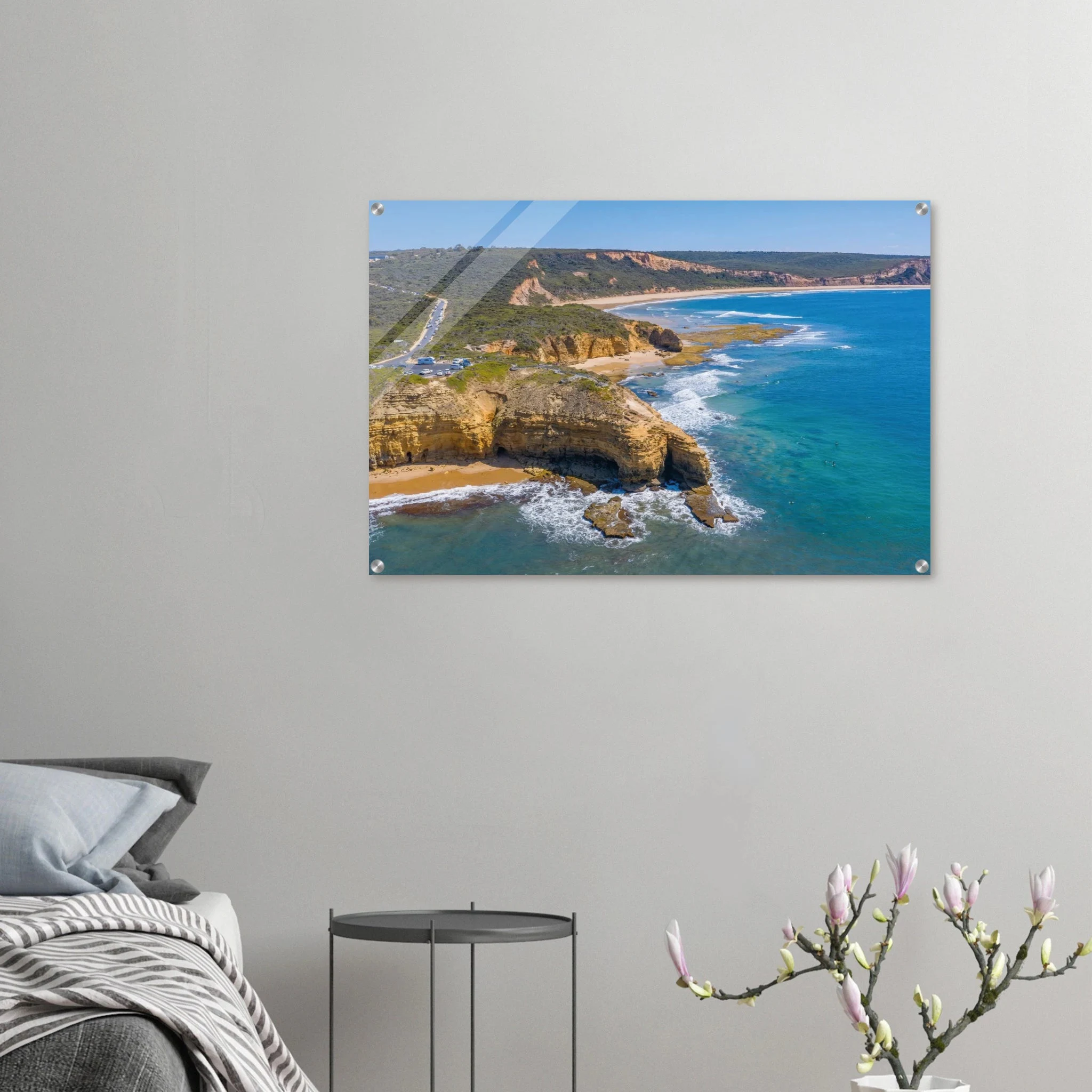 Torquay, Australien – Heimat der Bells Beach und Sitz der Surfmarken Rip Curl und Quiksilver in Victoria. Kunstdruck auf Acrylglas.