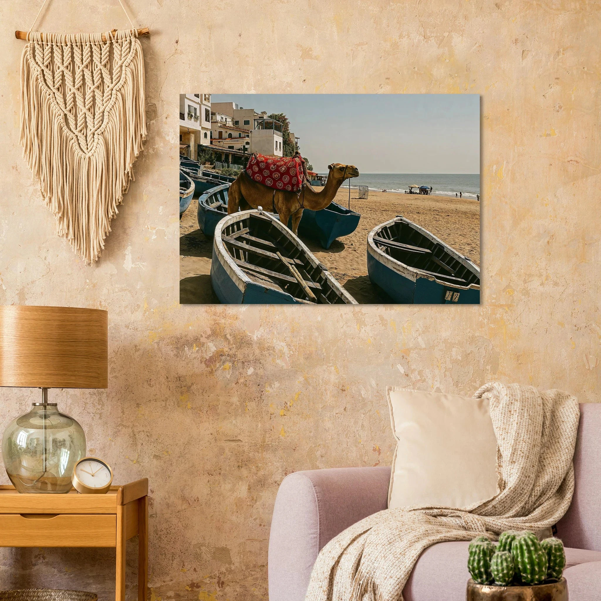 Taghazout, Marokko – Marokkanisches Surferdorf nördlich von Agadir mit Pointbreaks wie Anchor Point und Killer Point. Kunstdruck auf Alu-Dibond.