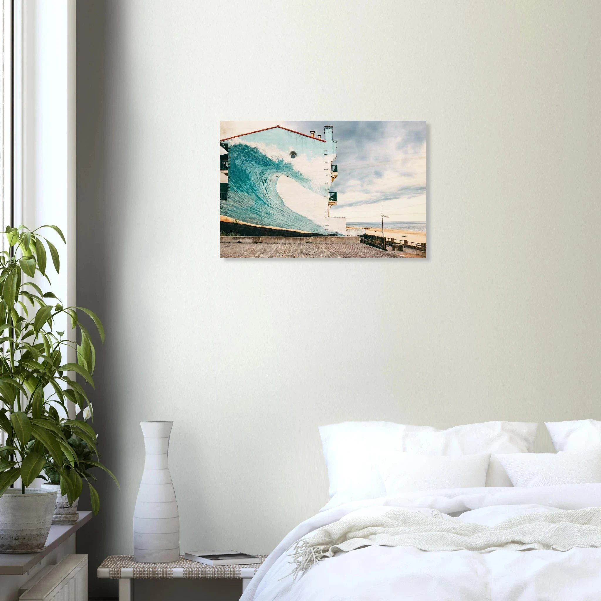 Hossegor, Frankreich – Beachbreak-Hotspot in den Landes, Austragungsort der WSL-Quiksilver-Pro-Wettkämpfe. Kunstdruck auf Holz.