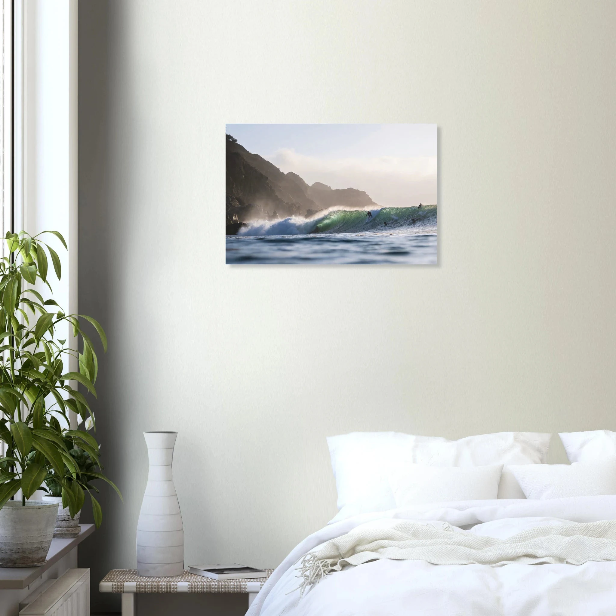 Punta de Lobos, Chile – Linker Pointbreak bei Pichilemu mit charakteristischen Felsnadeln Los Morros. Kunstdruck auf Alu-Dibond.