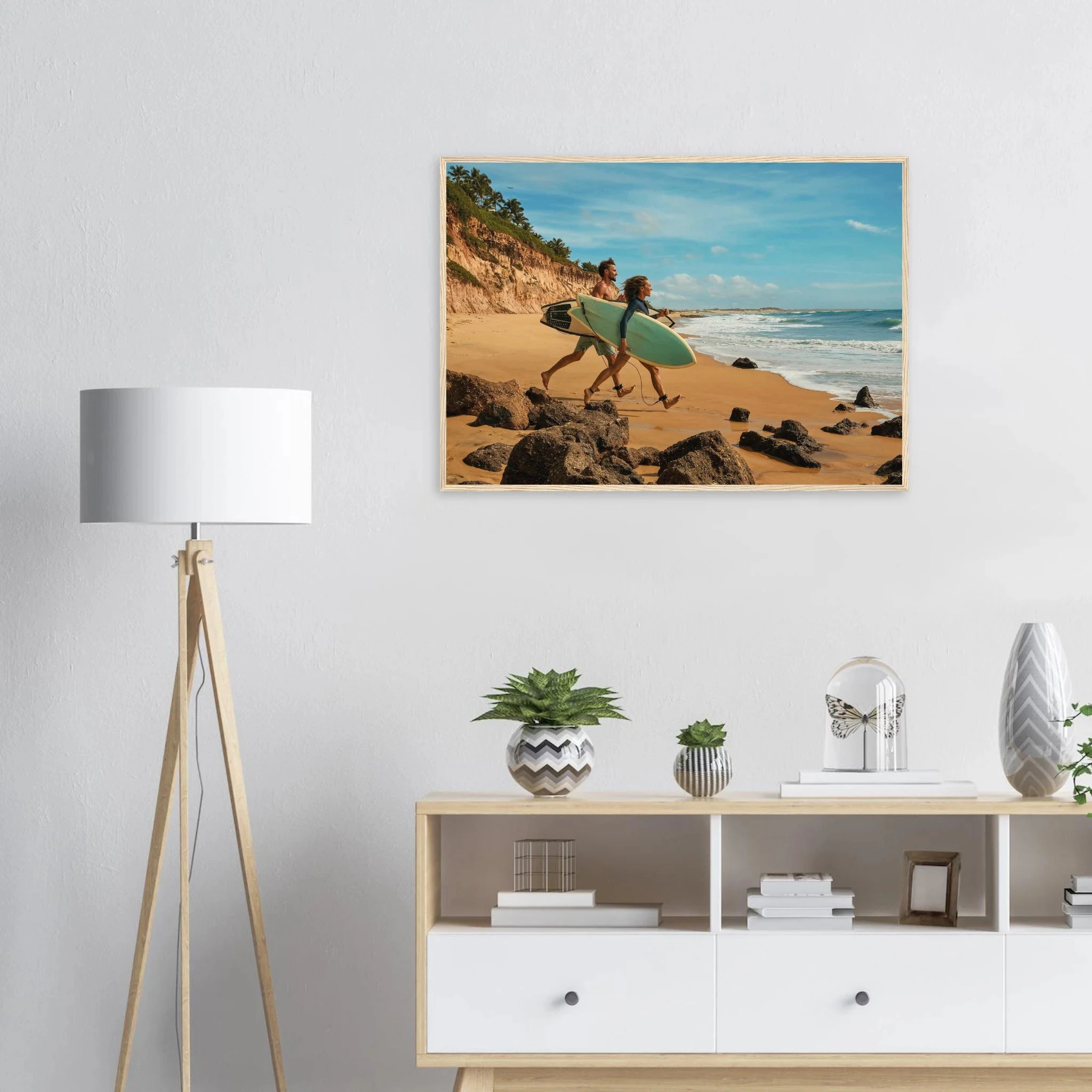 Florianópolis, Brasilien – Insel in Santa Catarina mit über 40 Stränden und Heimspot brasilianischer Pro-Surfer. Poster im Holzrahmen.
