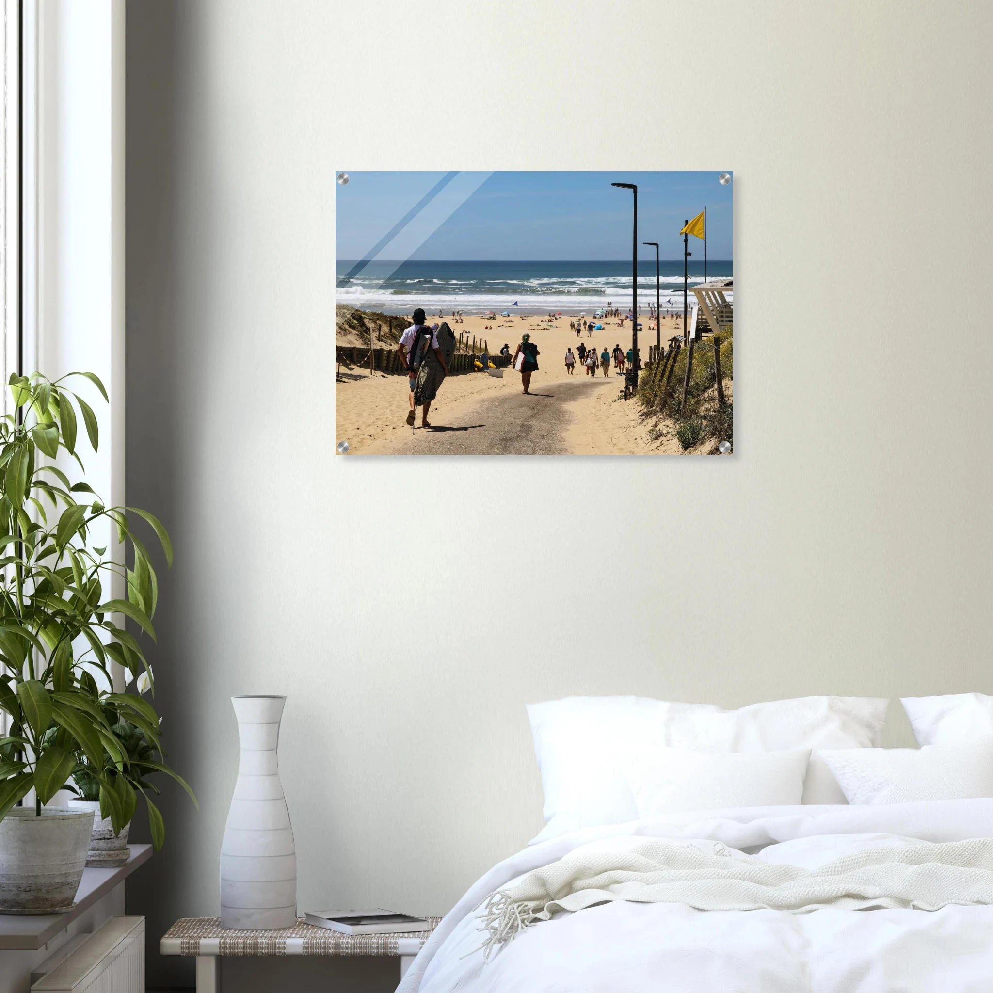 Moliets-et-Maa, Frankreich – Ruhiger Pinienwald-Strand in den Landes mit beständigem Atlantik-Swell für alle Levels. Kunstdruck auf Acrylglas.